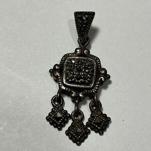 Sterling Silver Marcasite Pendant. 1.25 inches long